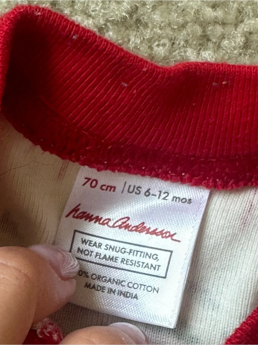 Hanna Andersson Organic Cotton Christmas Reindeer Zip Pajamas 6–12M Holiday